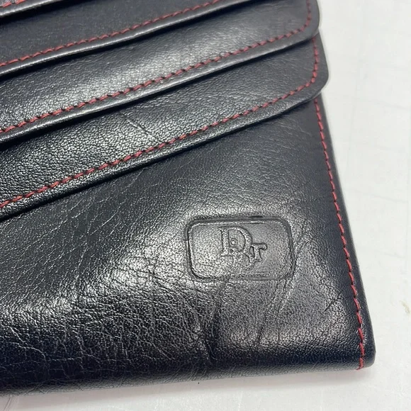 Authentic vintage CHRISTIAN DIOR multi snap black leather wallet with COA - Picture 3 of 12
